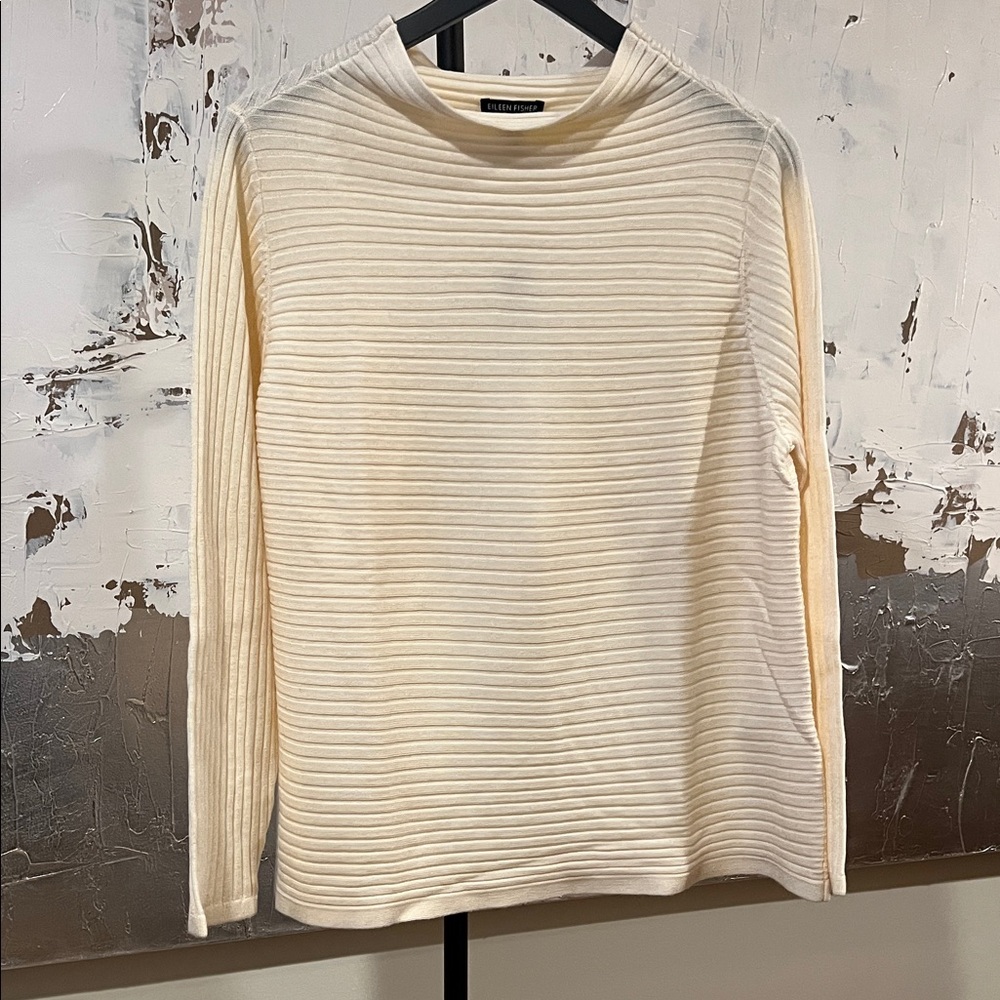Eileen Fisher Cream Ribbed Sweater